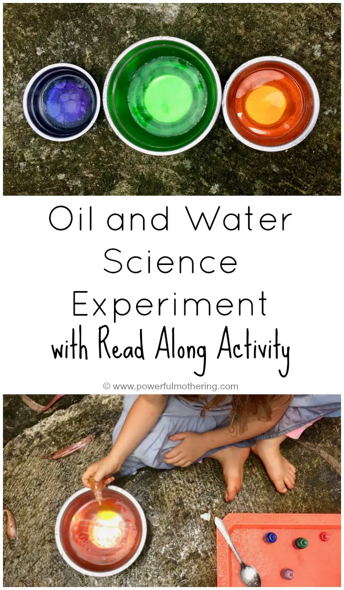 Oil and Water Science Experiment with Read Along Activity