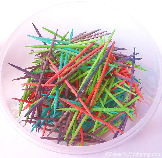 Fine Motor Skills: Spice Bottle + Toothpicks