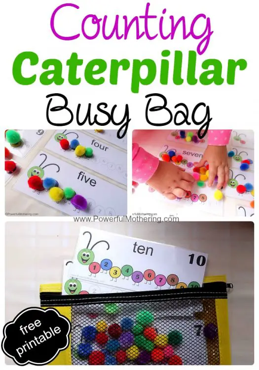 Counting Caterpillar Busy Bag (Printable Numbers 1-10)