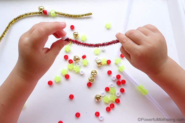 Christmas Beads & Jingle Bell Fine Motor Bracelets