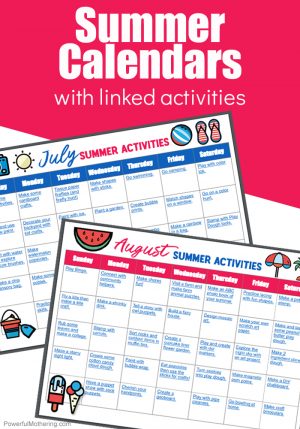 A Simple To Use Summer Calendar With Linked Activities For Kids