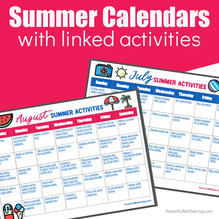 A perfect way to help keep boredom away and children engaged is with this Summer Calendar with Linked Activities For Kids! 