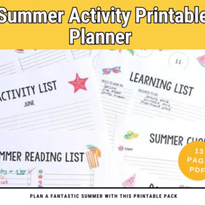 Summer Activity Printable Planner Pack for Kids