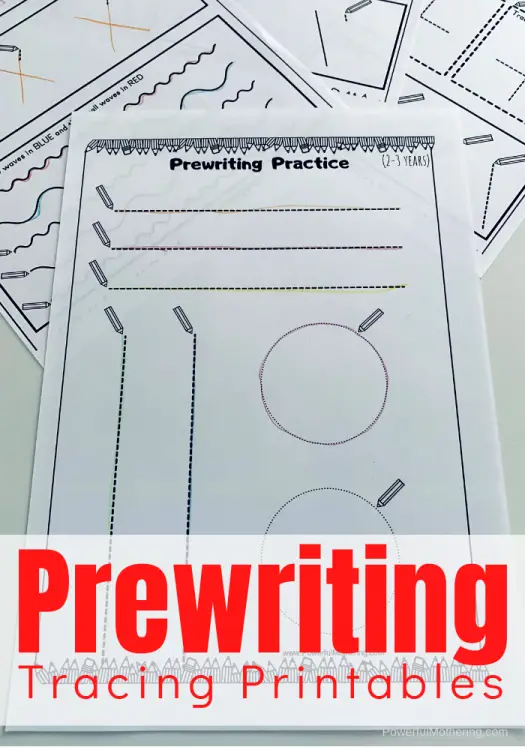 prewriting tracing page printables