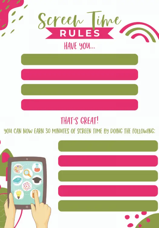 Kids Screen Time Rules & Punch Card Printables