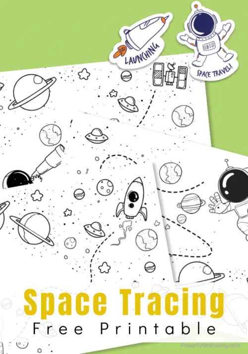 Space Trace and Coloring Printables For Kids