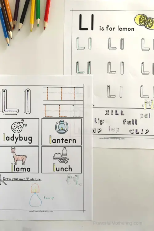 letter l tracing worksheets