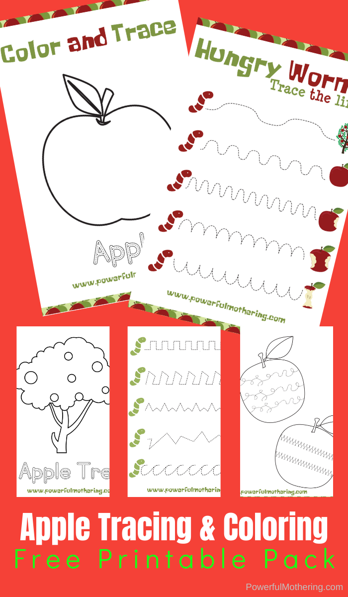 Apple Prewriting Printables Color And Tracing Worksheets