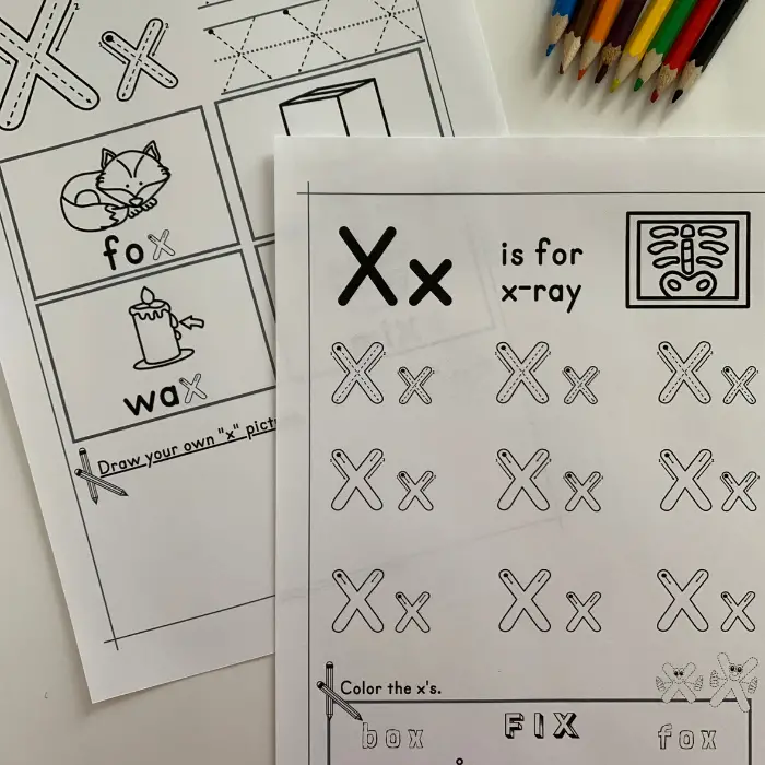 letter x tracing worksheets