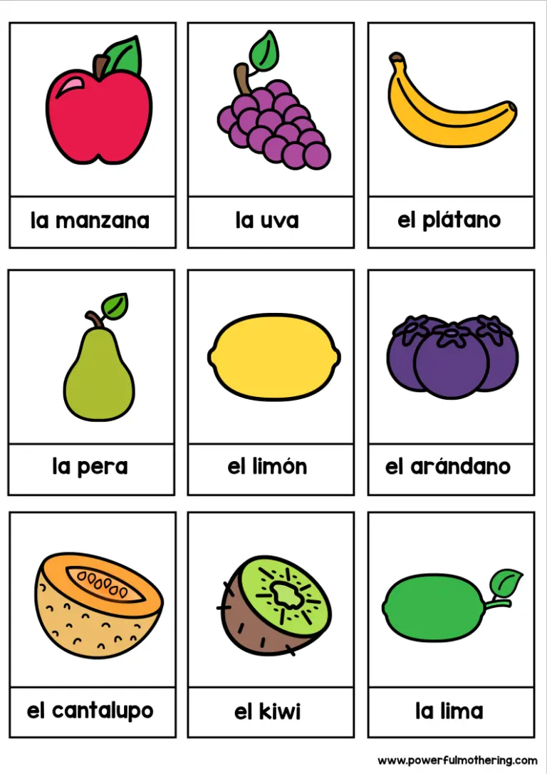 Printable Spanish Word Food Activities