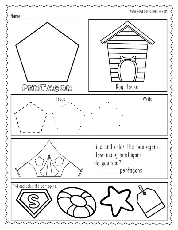 pentagon shapes worksheets