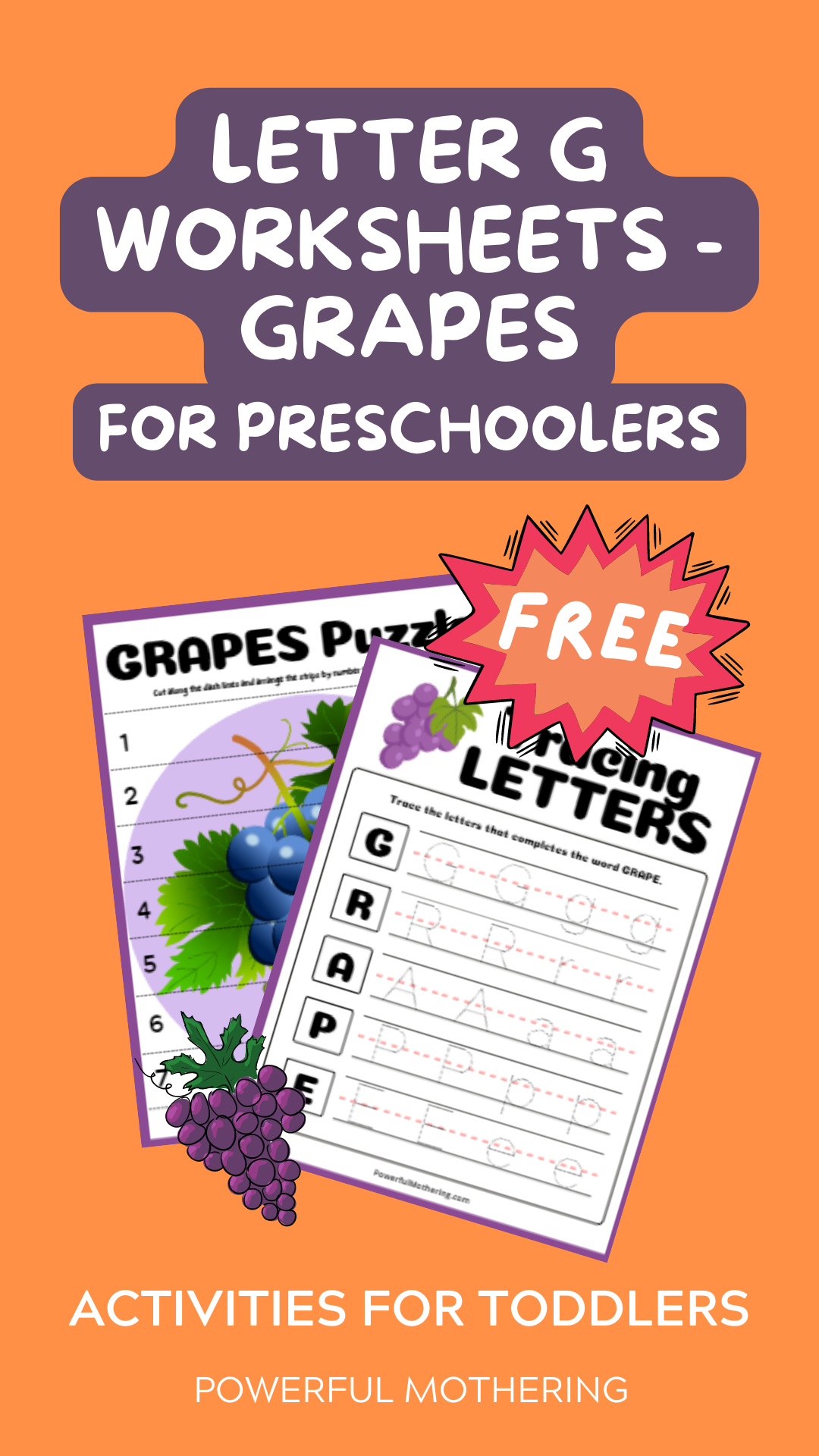 G is for grapes free printables for kids