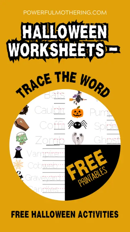 Halloween worksheets trace the word