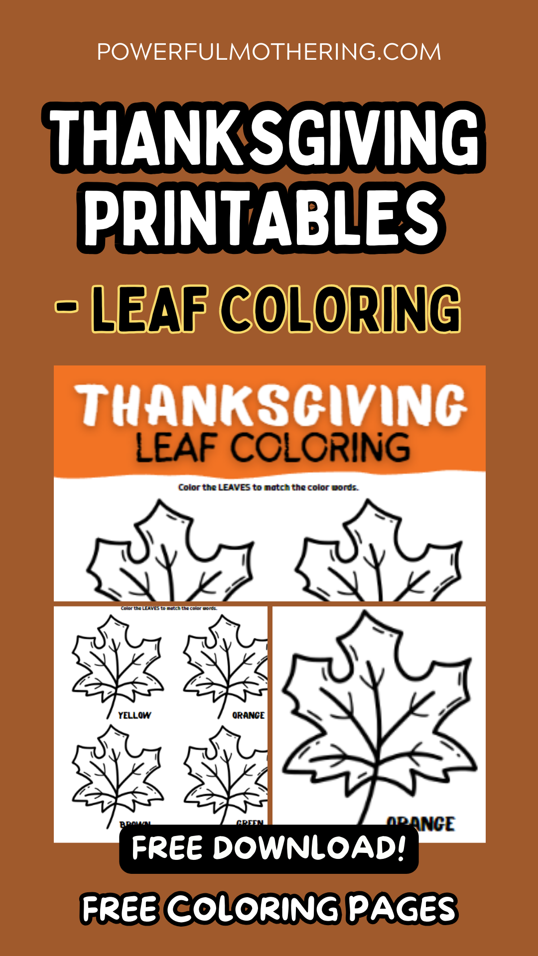 Thanksgiving printables for kids - leaf coloring