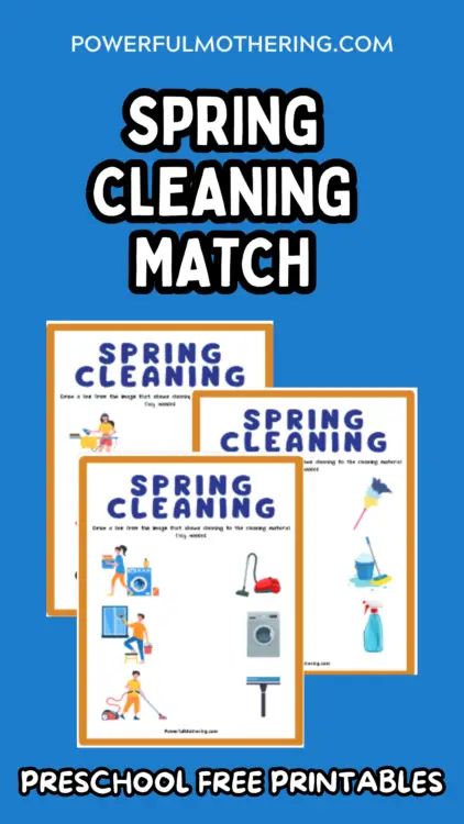 Preschool Free Printables: Spring Cleaning Match