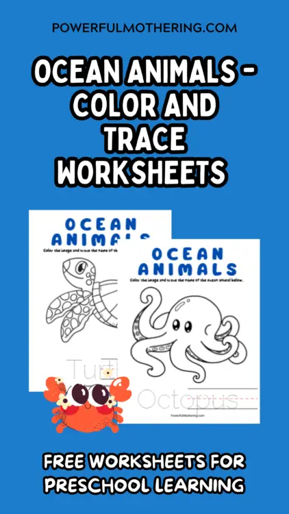 Ocean Animals - Color and Trace Worksheets 