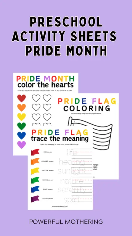 Preschool Activity Sheets - Pride Month