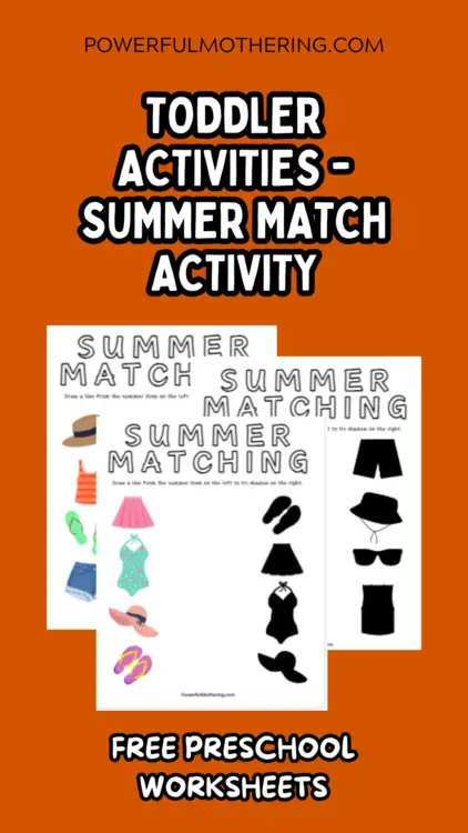 Toddler Activities - Summer Match Activity