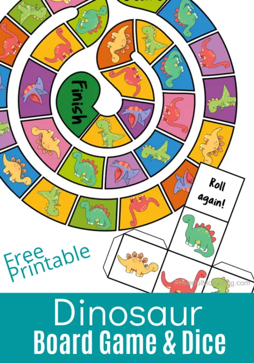 Free Printable Dinosaur Board Game With Dice