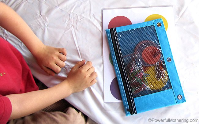 Everyday Fine Motor Materials – P is for Paperclip (Busy Bag)
