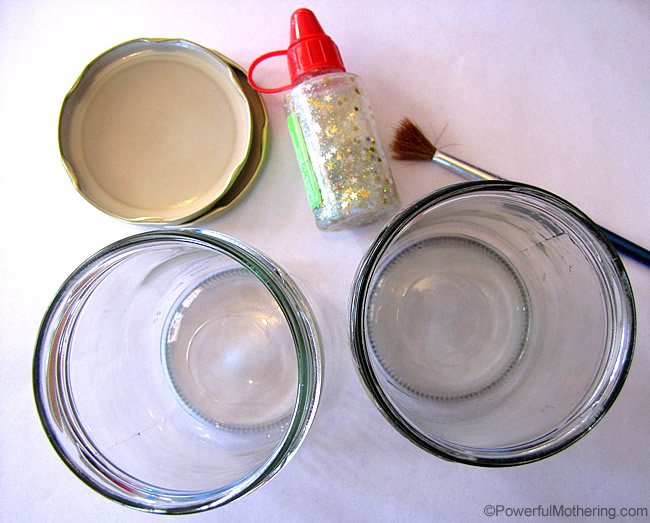 Emtpy jars with glitter 