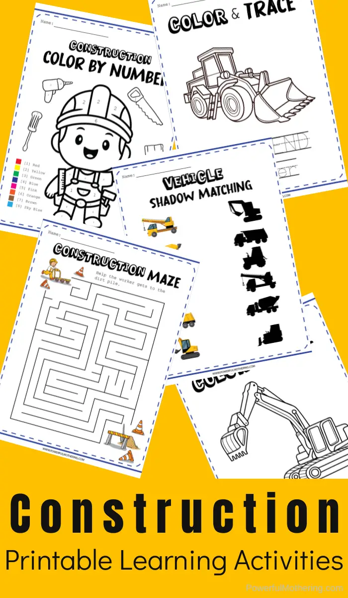 Construction printables for kids