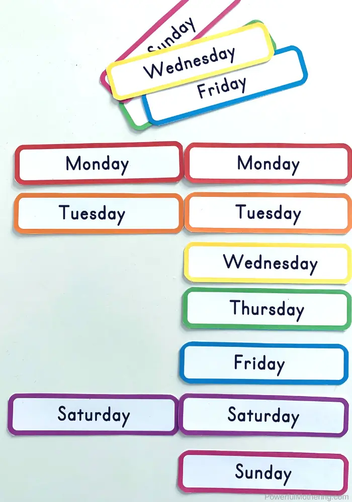 Days Of The Week Cards
