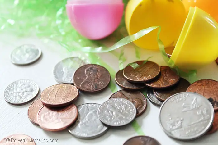 money counting with eggs