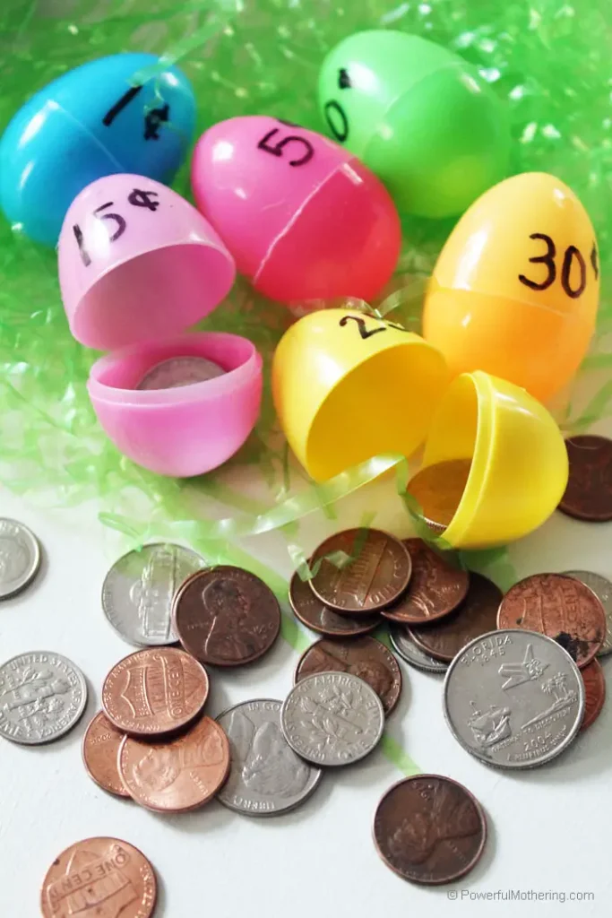 spring egg money counting game 