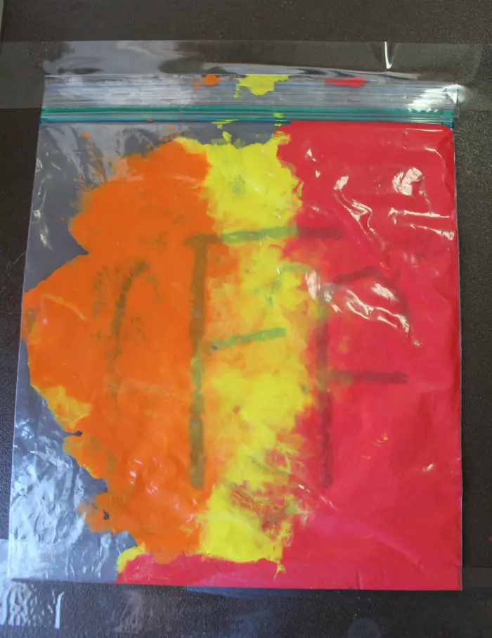 non messy sensory fire theme bag
