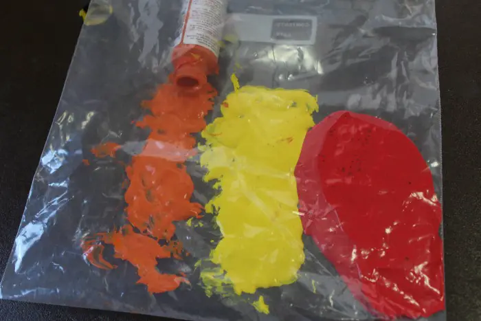 sensory fire paint bag