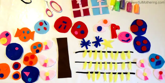 Once your glitter glue accents are dry your tree is ready for play!