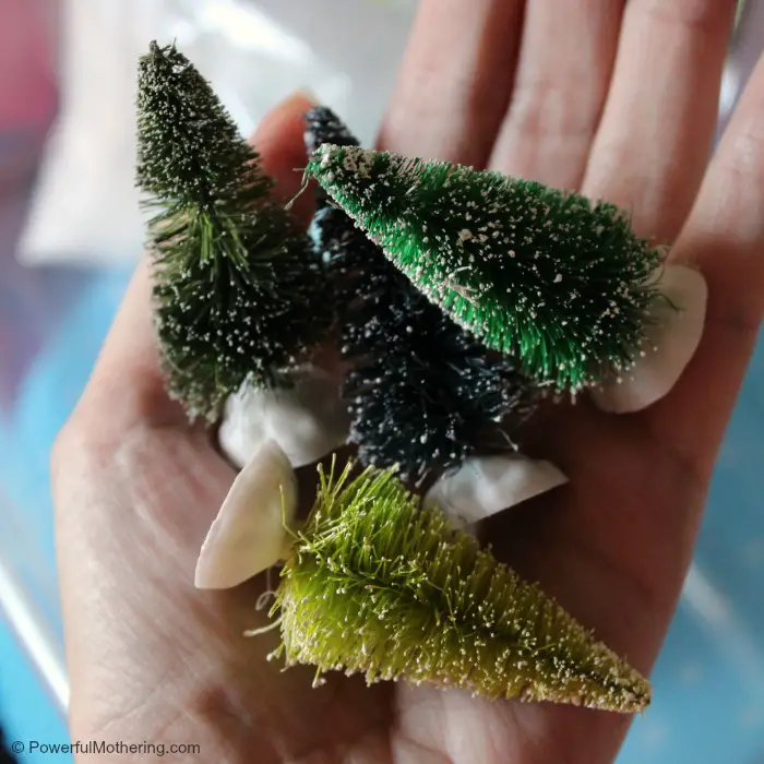 play trees for a winter sensory bins