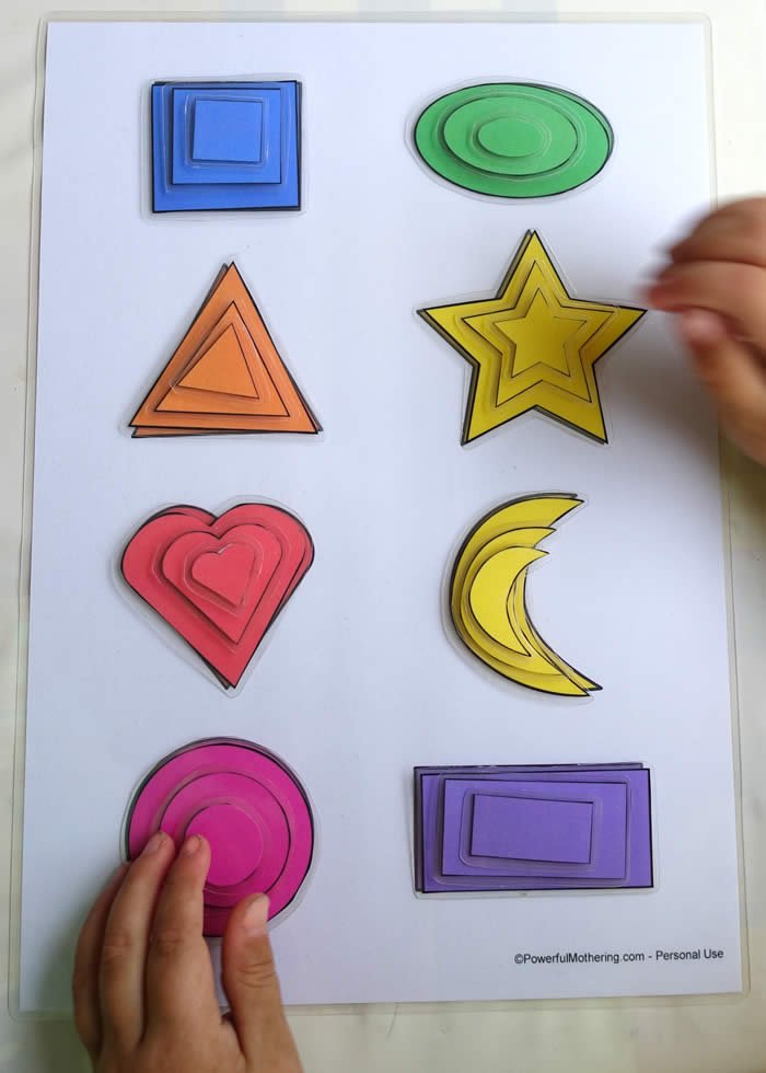 printable shape matching and size sorting activity
