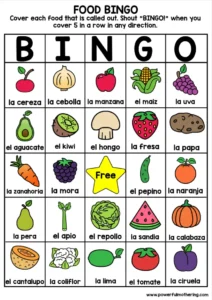 Spanish food BINGO