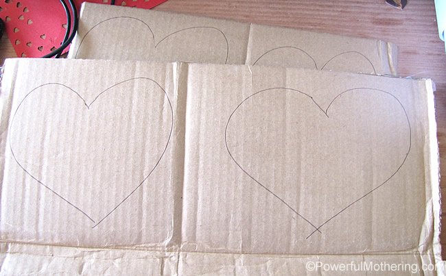 cut out hearts from the cardboard
