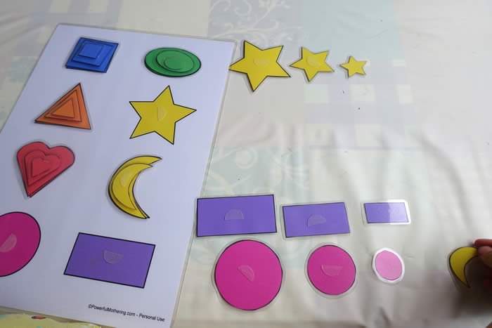 Printable Shape Matching and Size Sorting Activity