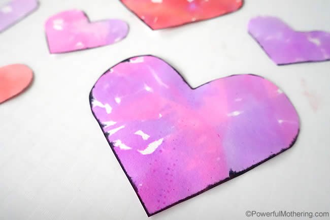 tissue bleed valentines hearts with fine motor skills