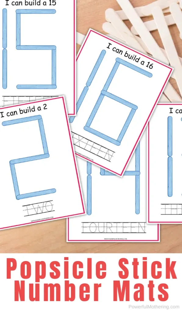 Number mats with popsicle sticks
