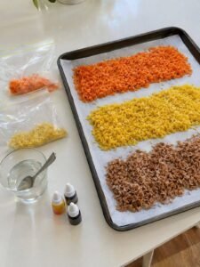 dying and drying the rice