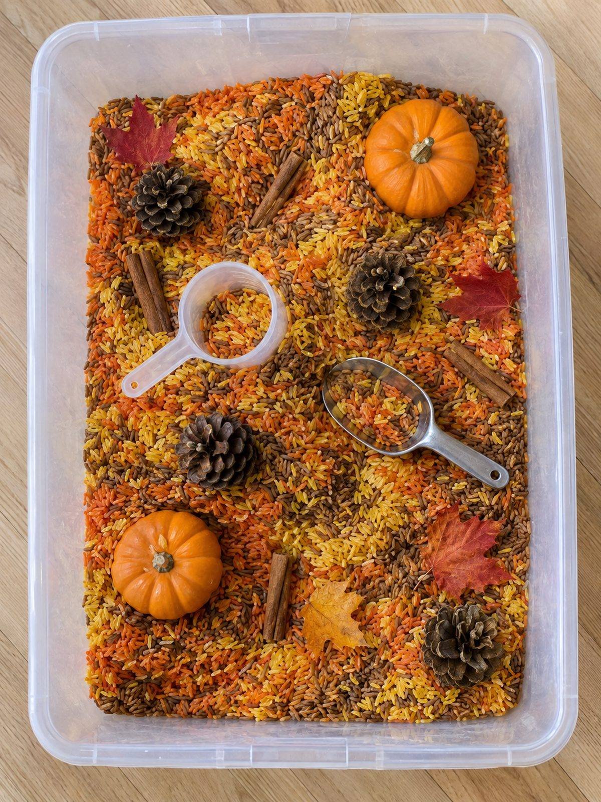 Finished rice bin from above