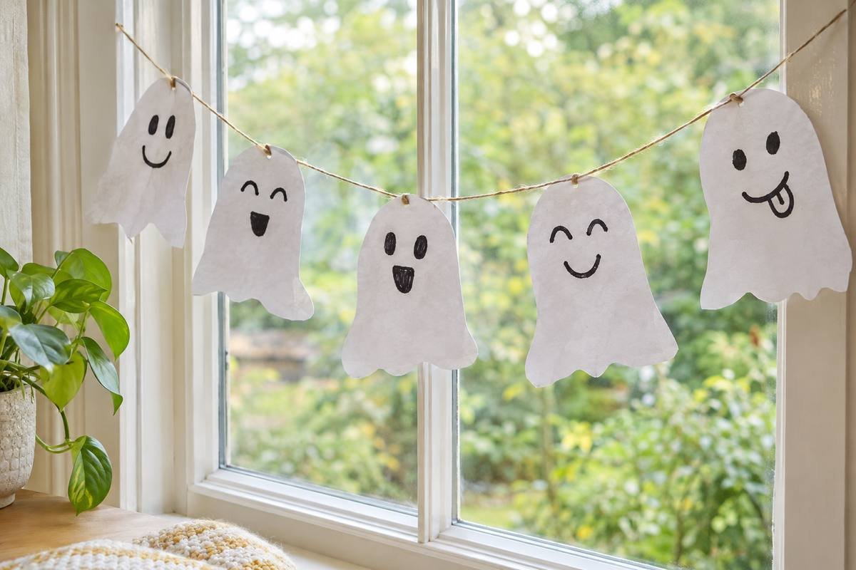 paper ghost garland kids halloween decor