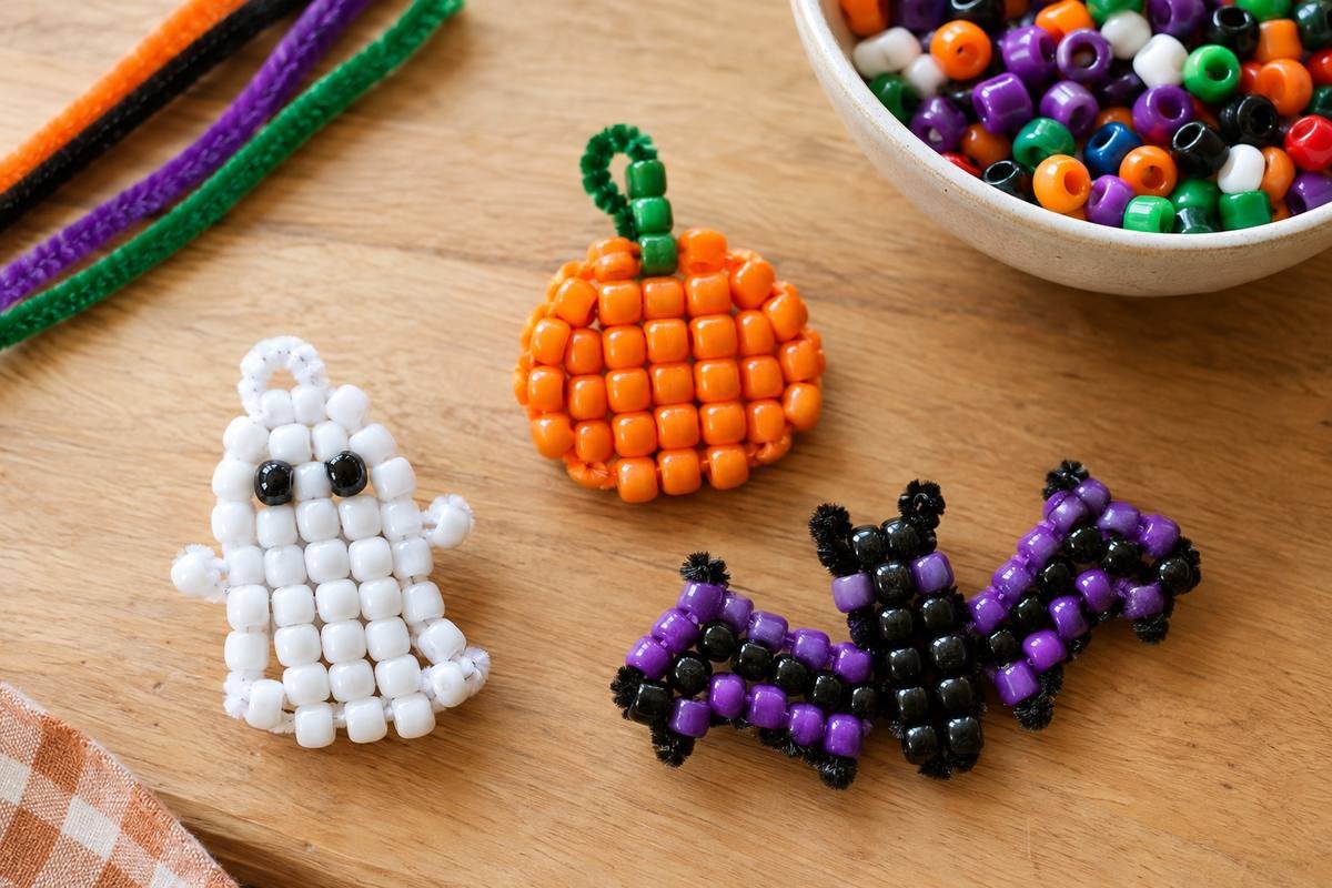 pony bead ghost halloween craft