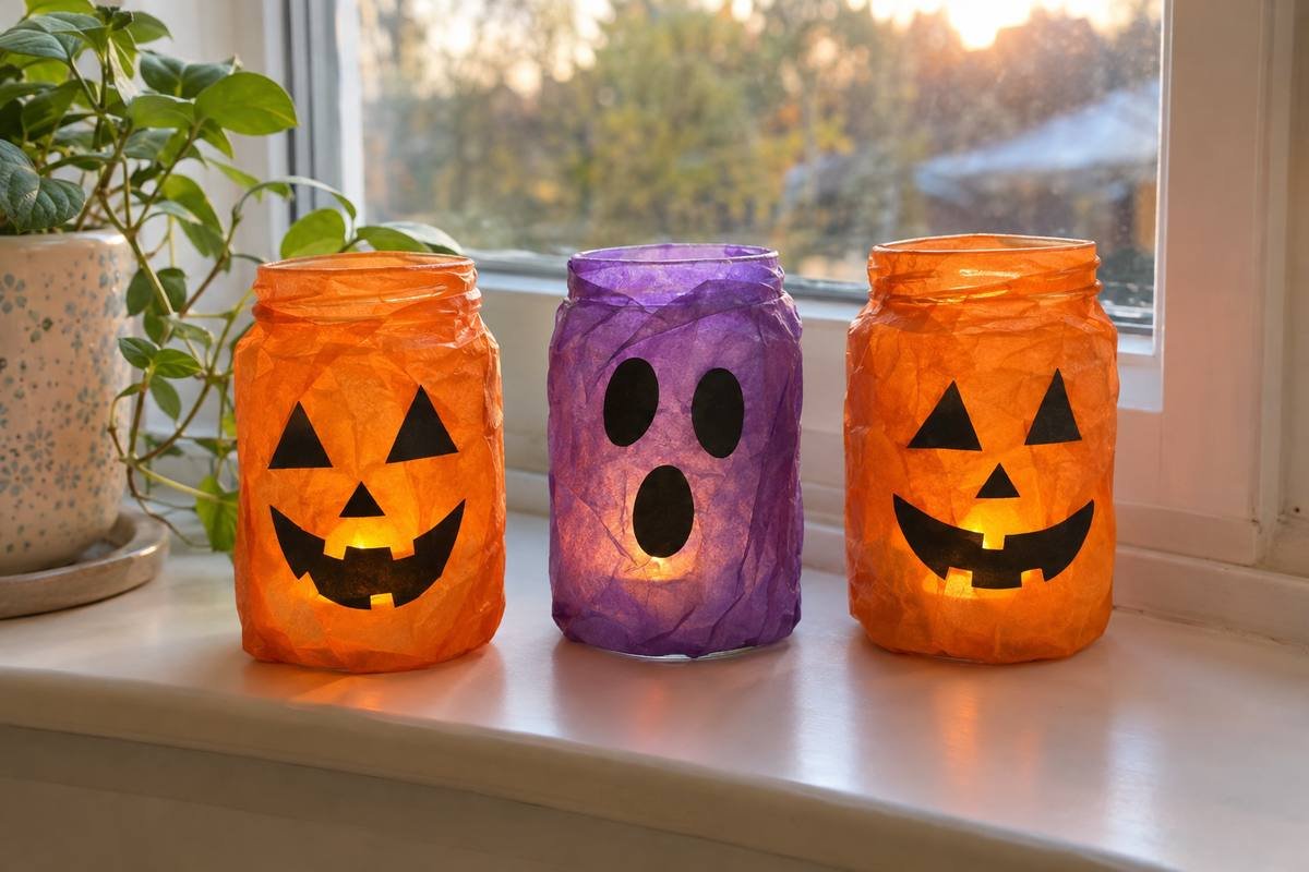 recycled jar halloween lanterns