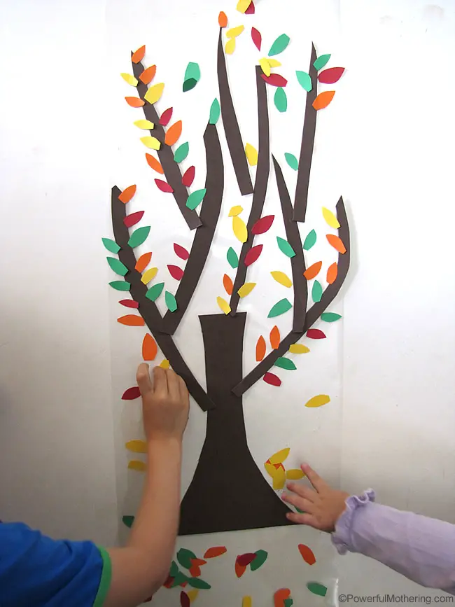 sticking fall leaves