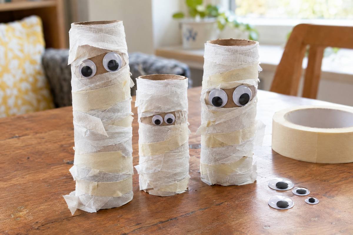 toilet roll mummy preschool halloween